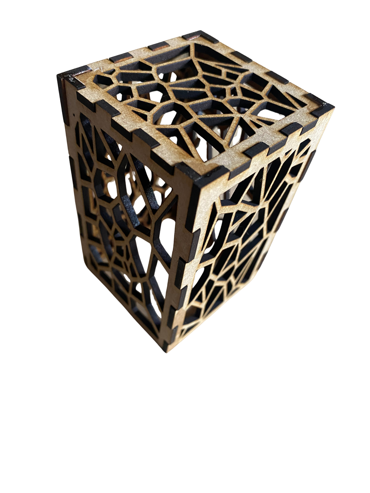 Brown wooden lattice storage basket
